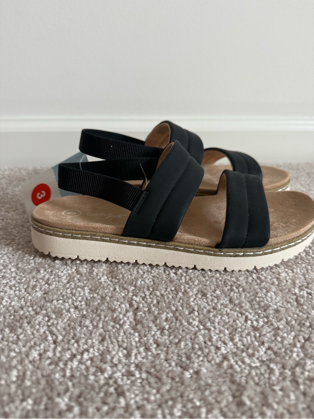 NWT Cat & Jack Girls Black Sandals Size 3